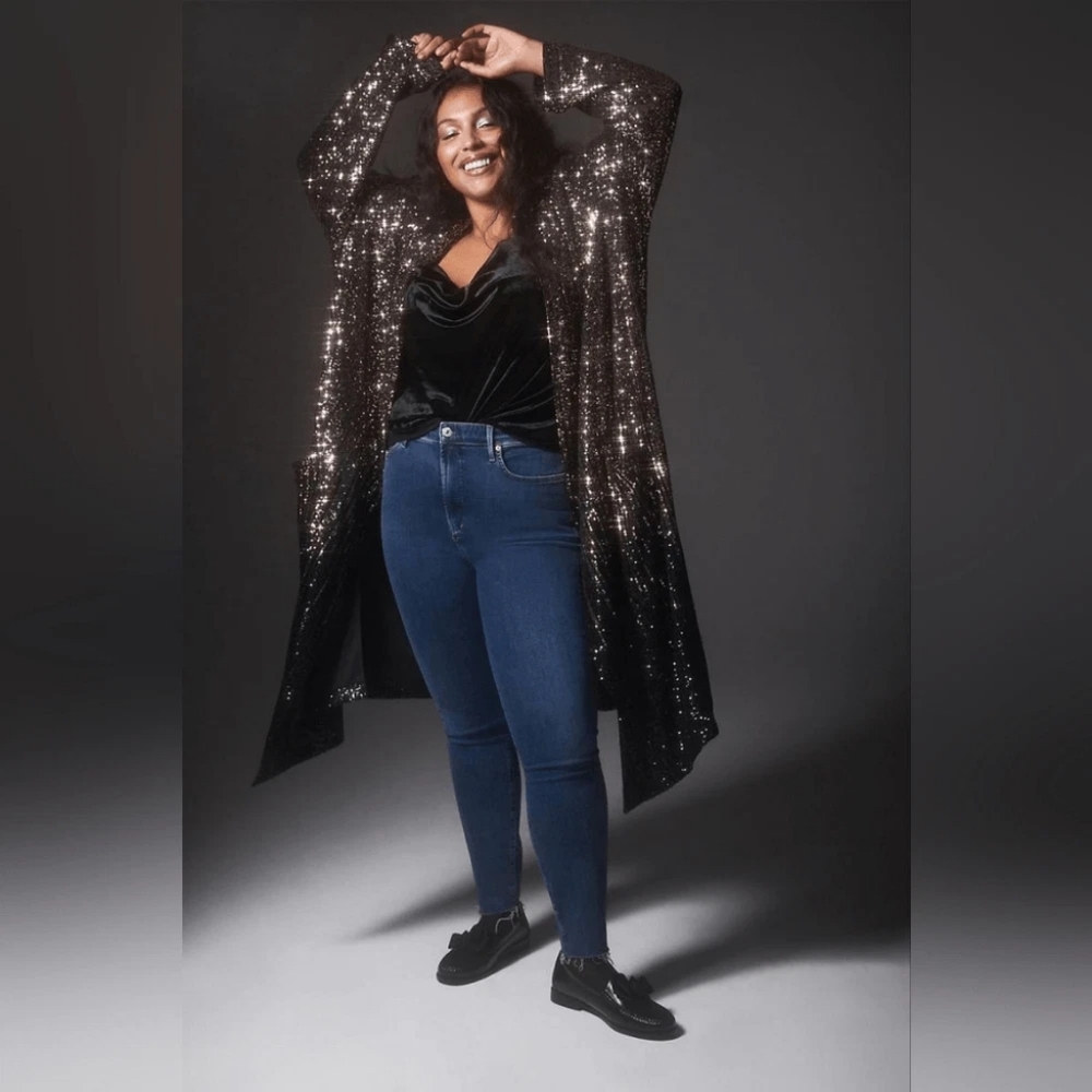 Dulcinea Sequined Duster Jacket in Rose Black Ombre - Picture 4 of 14